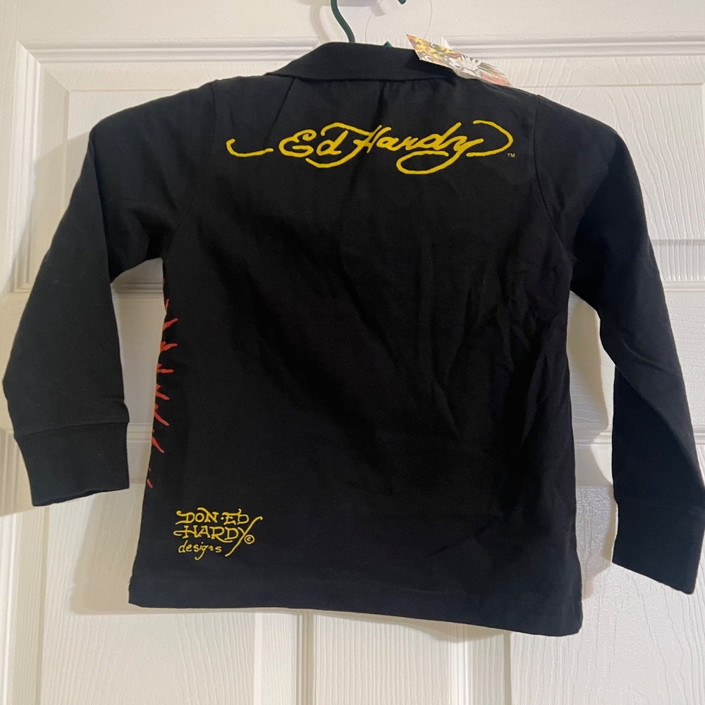 Ed Hardy Kids Panther Frisco Long Sleeve Collar T- Shirt Size Toddler 4 T - Picture 5 of 6